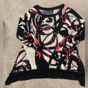 Style & Co. Black and Red Abstract Print Blouse